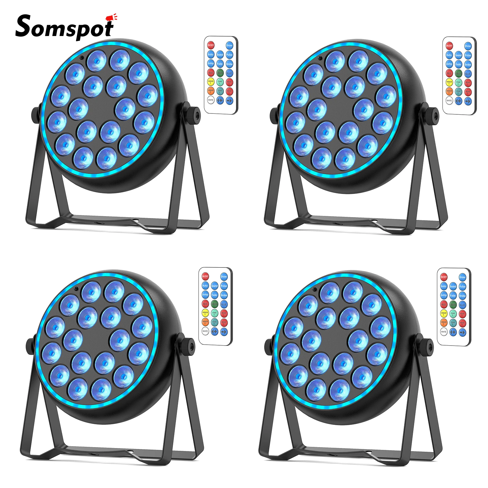 

Somspot 4PCS RGBW LED Par Light 4IN1 DJ Party Lights DMX Remote Control Stage Effect Lighting for Disco Concert Wedding Theater
