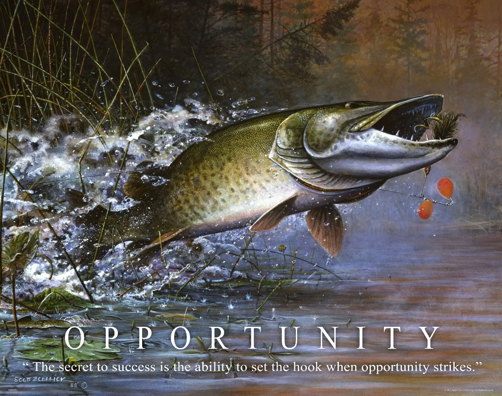 

Muskie Fishing Motivational Art Picture Print Silk Poster Home Wall Decor