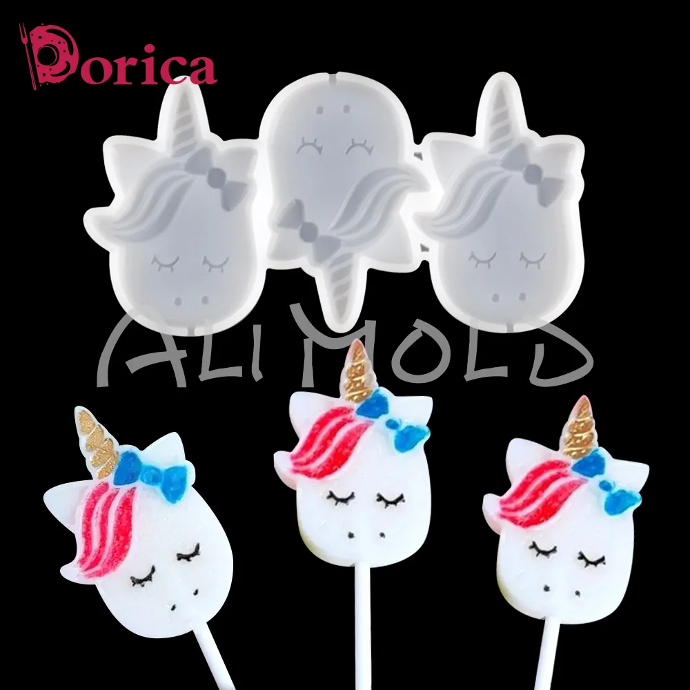 Unicorn Design Epoxy Mold Diy Handmade Chocolate Lollipop Silicone Mould Cake Decorating Tools Kitchen Accessories Bakeware