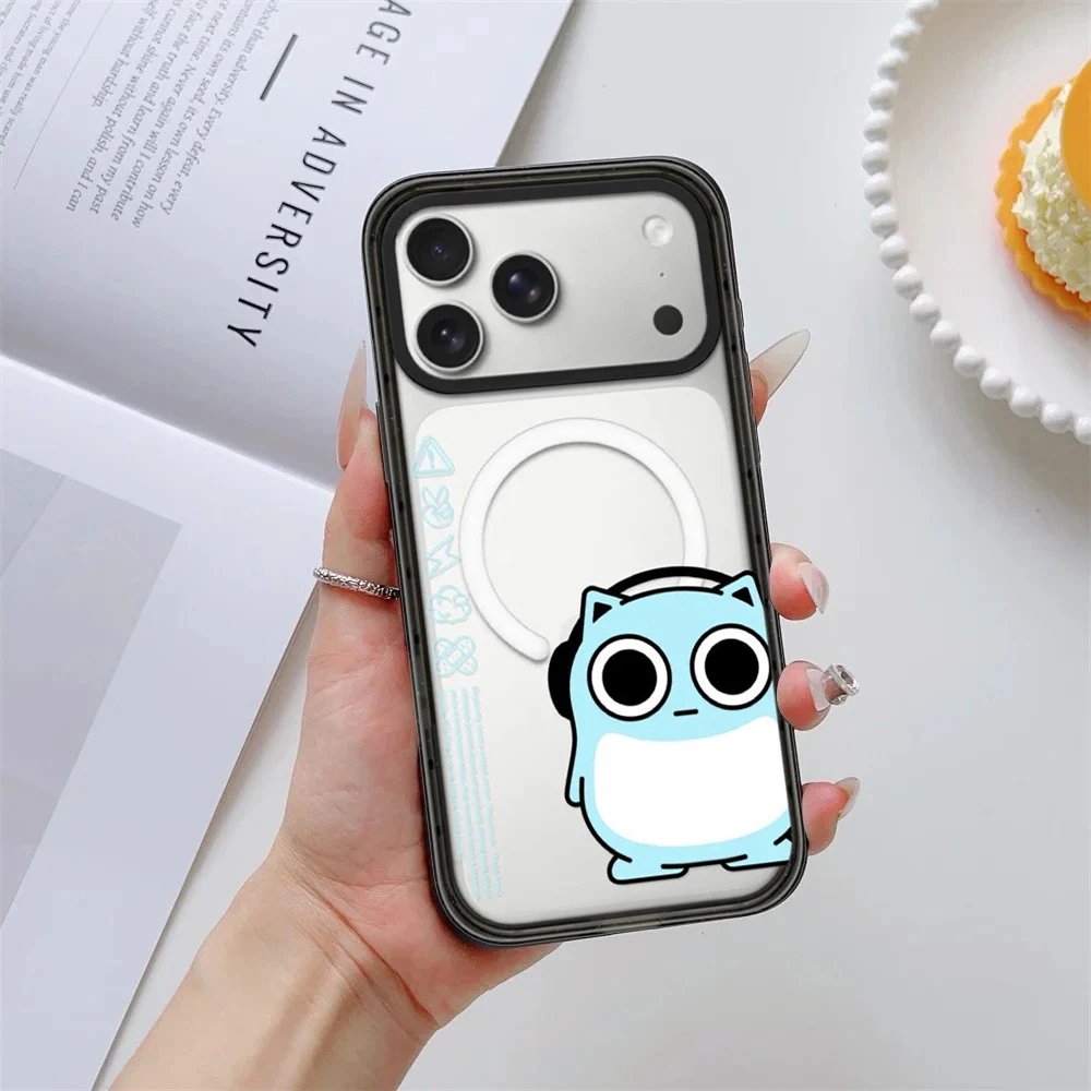 

Cartoon Alien Doll Impact Black Border Magnetic Cover for IPhone 12 13 14 15 16 17 Pro Max Case for IPhone 17 Air