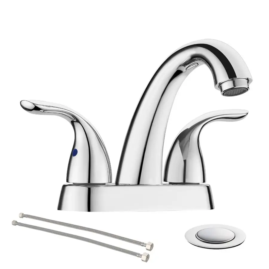 

Хромированный смеситель для ванной комнаты 4 дюйма, с 2 ручками, на 2 или 3 отверстия, для раковины, с медным выдвижным сливом и шлангом для подачи воды