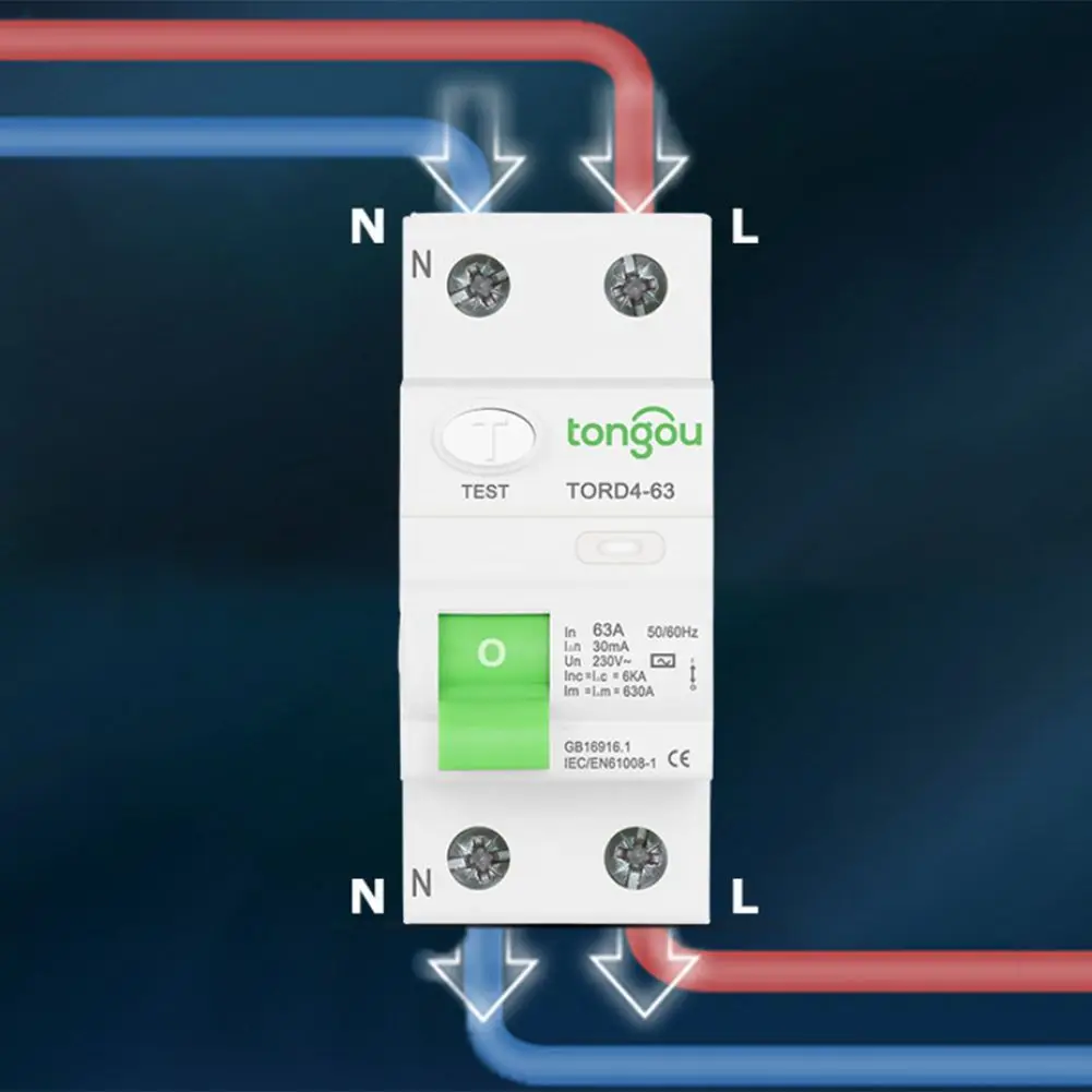 Wide Application Type AC for Circuit Breaker 2P 63A 30mA Suitable for Housing Tertiary Sectors and Industrial Environments