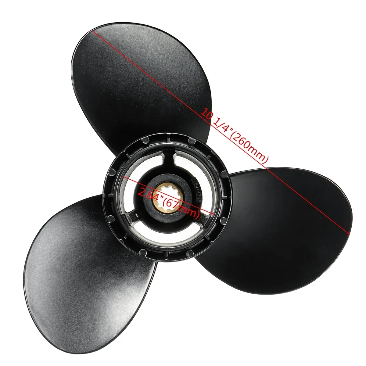 For Suzuki 20-30HP 58100-96420-019  10 1/4 x 11 Aluminum Boat Outboard Propeller 10 Spline Tooths R Rotation 3 Blades Black