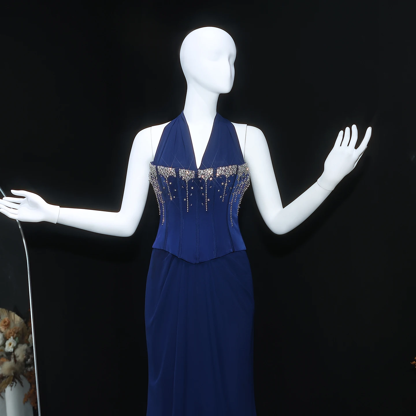 샤론은 여성을위한 인어 크리스탈과 두바이 우아한 핑크 홀터넥 이브닝 드레스를 말했습니다. 웨딩 공식 가운 SF515 맞춤형