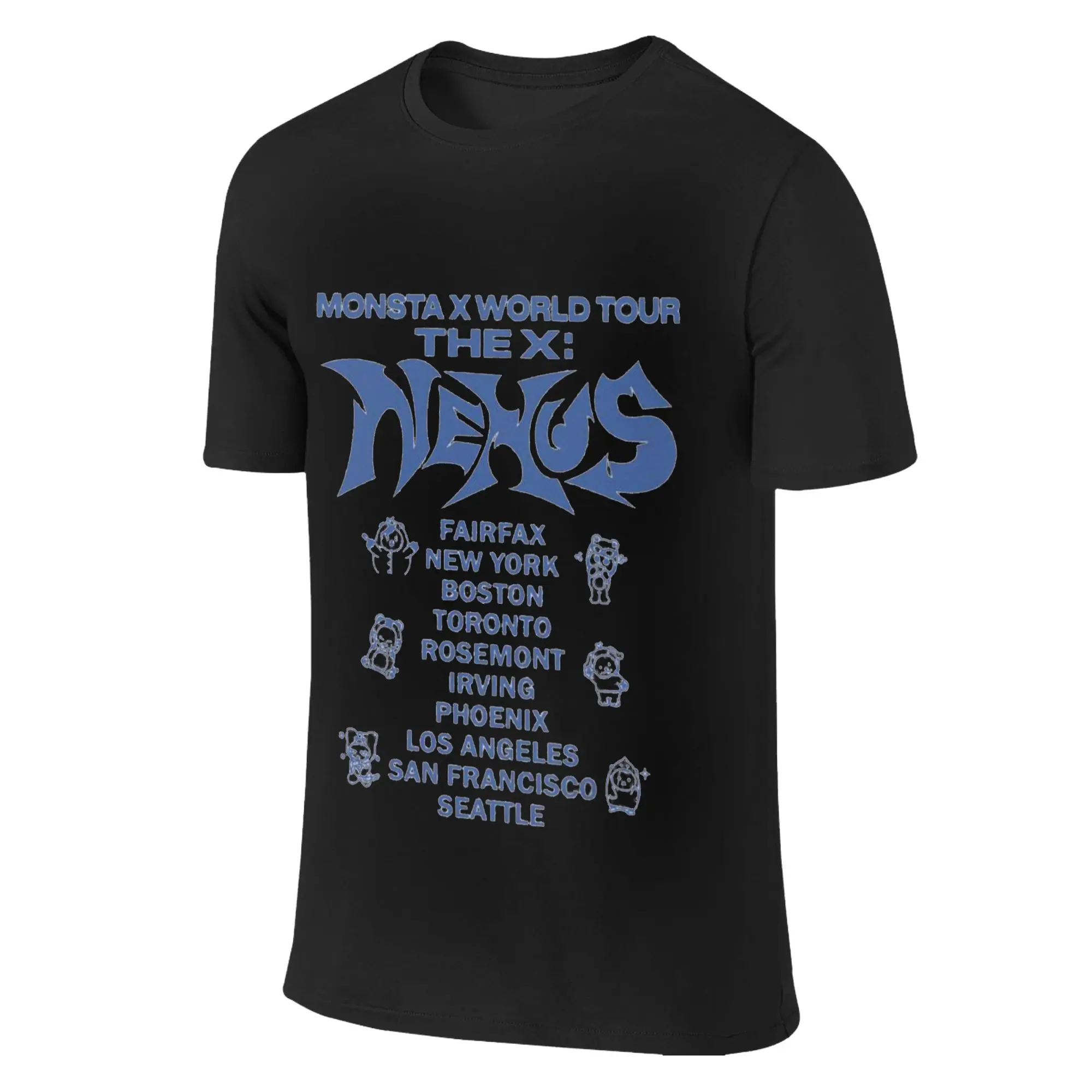 Men Women Monsta X the X Nexus North America World Tour Graphic Printed Tee Shirt Apparel Casual 100% Cotton  T Shirts Top Tee