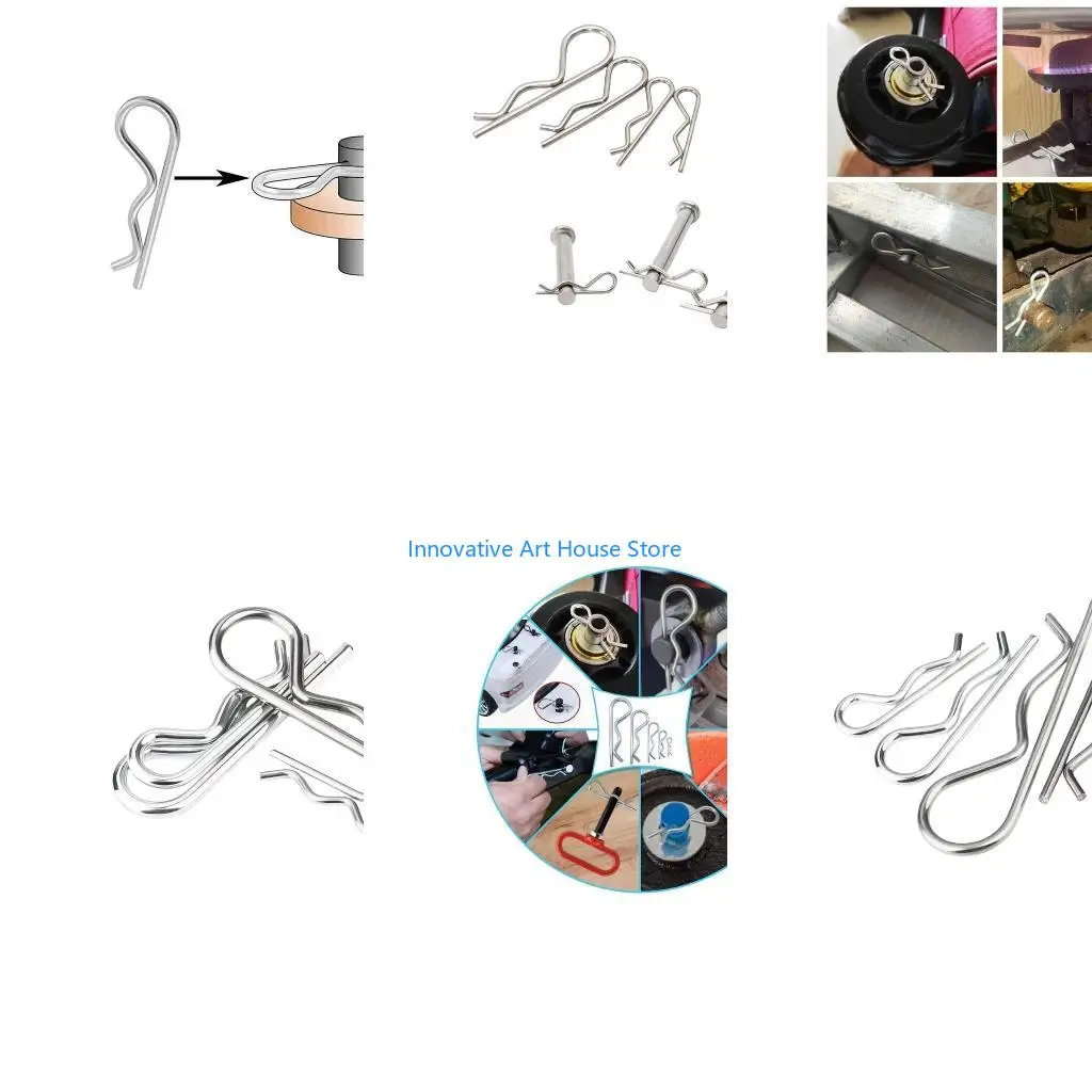 E1PC 100Pcs Fasteners Cotter Pins Hitch Pins Hair Pins Spring Clip Retainer Pins
