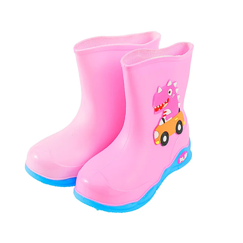 Botas de lluvia antideslizantes de PVC para niños y niñas, zapatos impermeables de dibujos animados, a la moda, novedad