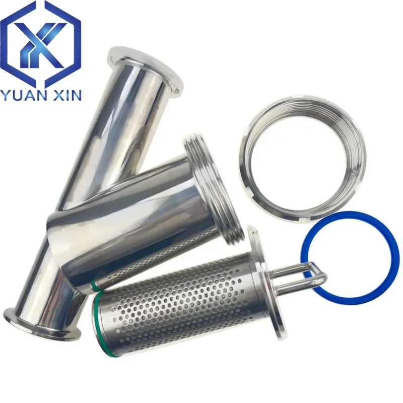 for 3/4 1 1-1/4 1.5 2 Inch Tri Clamp Y Type Filter TC50.5mm Oblique Pipe Strainer SS304 Stainless Steel Sanitary Fitting