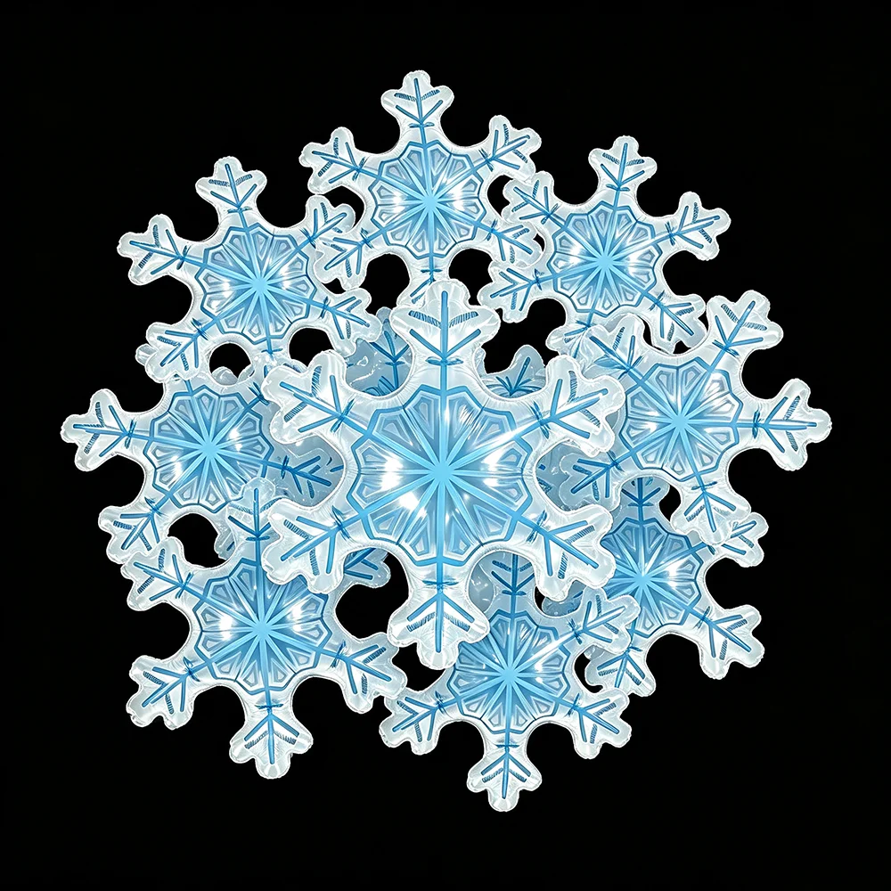 2/5/10pcs Snowflake Foil Balloons White Blue Pink Snow Shape Balloons Winter Frozen Wonderland Theme Birthday Christmas Decors view 3