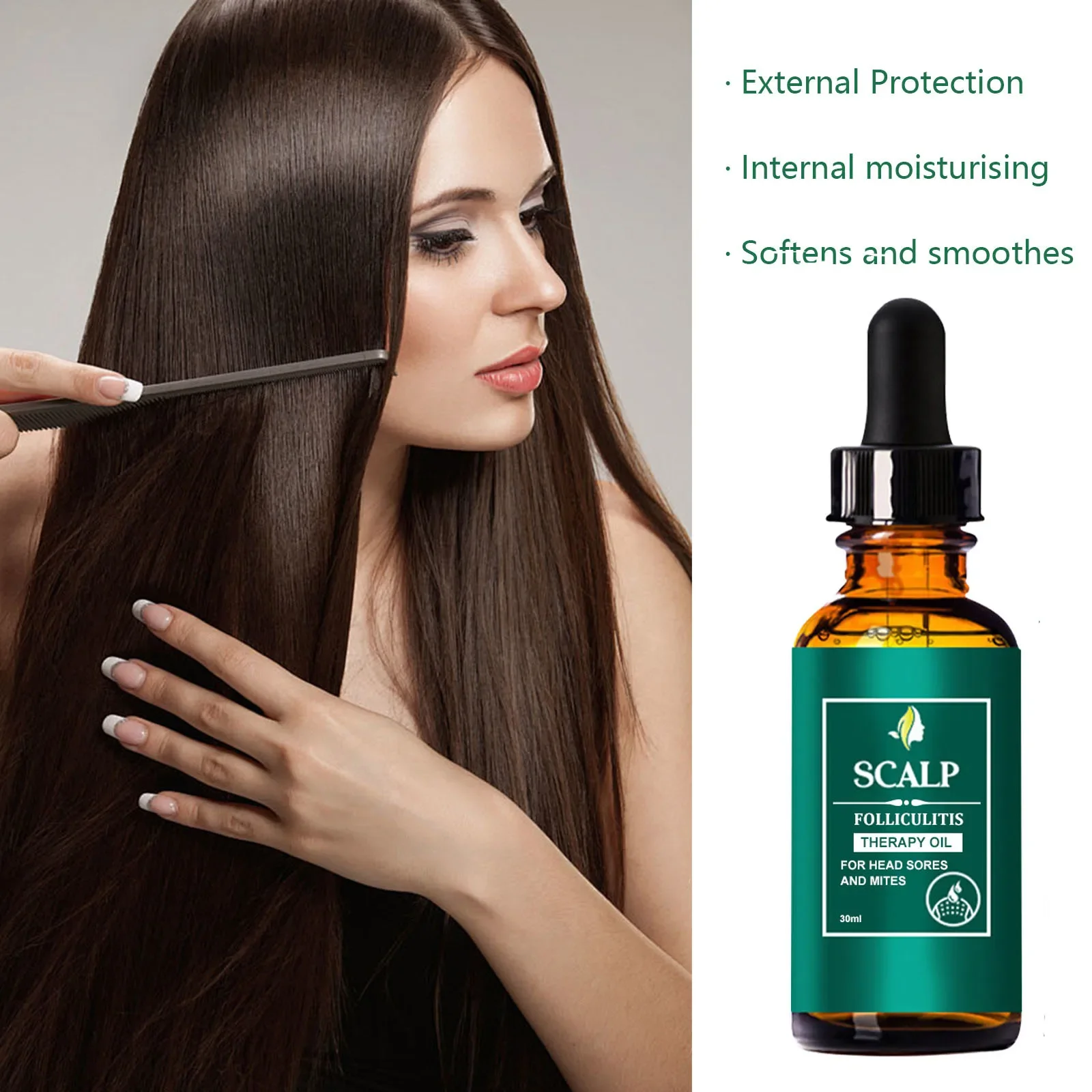 Hair Growth Serum Repair Damaged Dry Smoothing Liquid Anti-Dandruff SoftenTreatment Scalp Follicle Natural Beauty Health