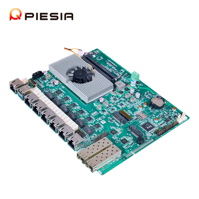 Piesia 1U Server Motherboard 6 Lan 2* SFP 1G Elkhart Lake J6412 J6413 2*DDR4 6*ByPASS Router Pfsense Firewall Motherboard