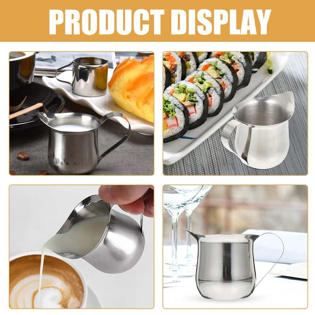 

4Pcs Stainless Steel Milk Pitcher Cream Pitcher Small Coffee Sauce Holder Espresso Cup Espresso Cup Measuring Holder
