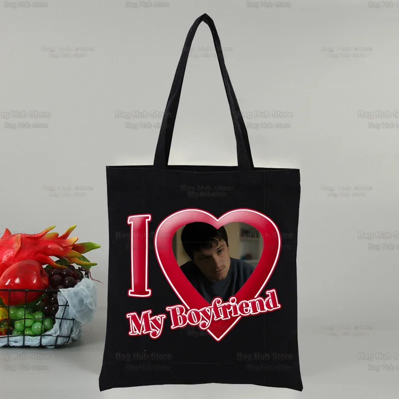 Josh Hutcherson Heart Canvas Bag Women's Shoulder Bag Fashion Cotton Shopping Shopper Ladies Hand Bags Tote Bags