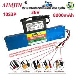 Batería de litio para patinete eléctrico, 36V, 18650,10S3P, 8.0Ah, 250W-500W, mismo puerto, 42V, M365, mijia, con BMS y cargador