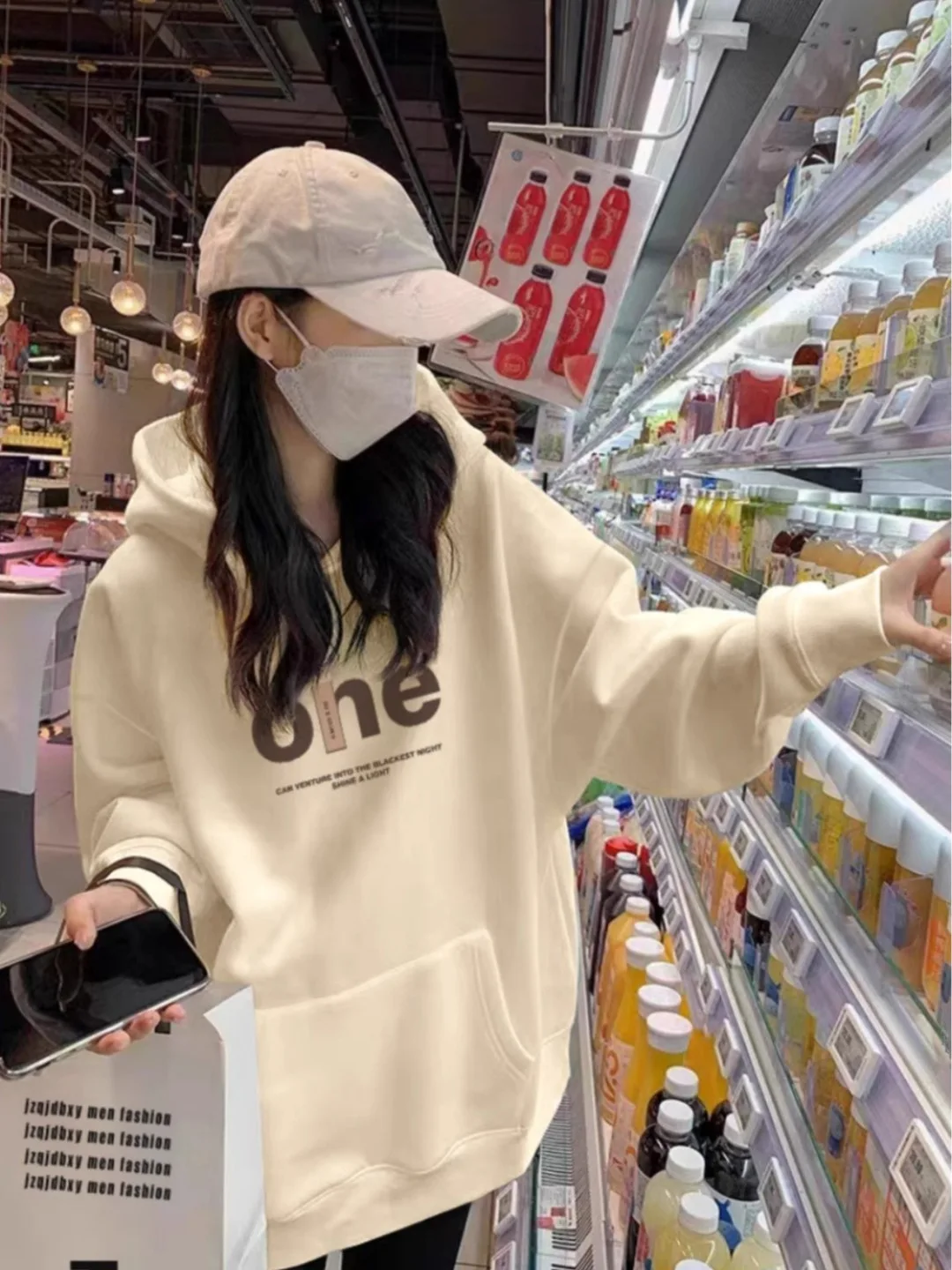 

Легкая женская толстовка свободного кроя на флисовой подкладке цвета абрикос, американский стиль, для ранней осени, утепленная, в стиле lazy top coat