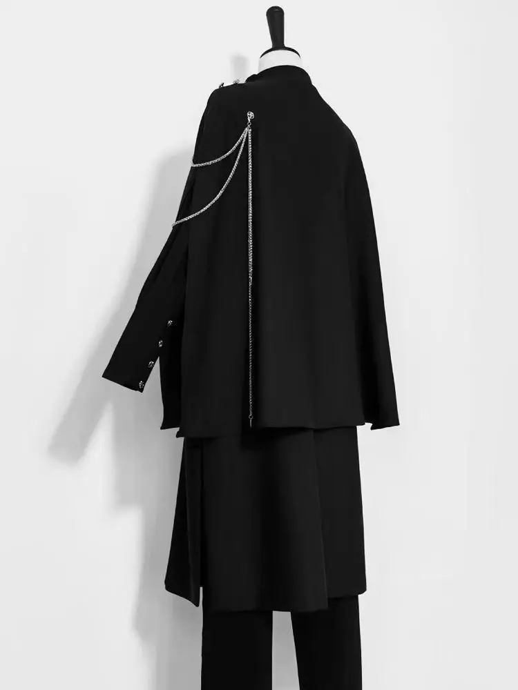 Retro handsome shawl niche show thin personality fried street cape cape female design sense black exterior