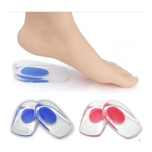 1pair Soft Silicone Gel Insoles for heel spurs pain Foot cushion Foot Massager Care Half Heel Insole Pad Height Increase