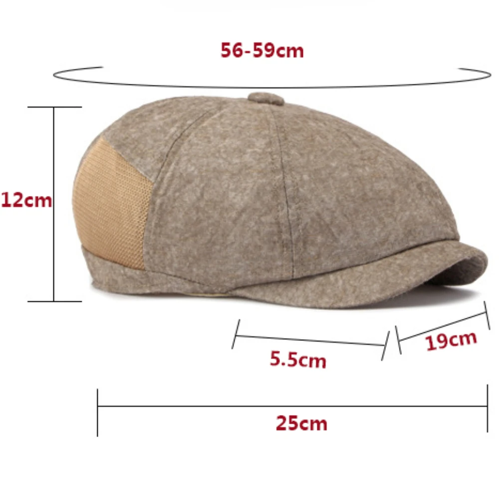 HT5110 Baskenmützen Neue Frühjahr-Sommer-Kappe für Herren und Damen Künstler-Achteck-Baskenmütze Verstellbare Mesh-Ivy-Flatcap Atmungsaktive Leinen-Baskenmütze – Detail 1