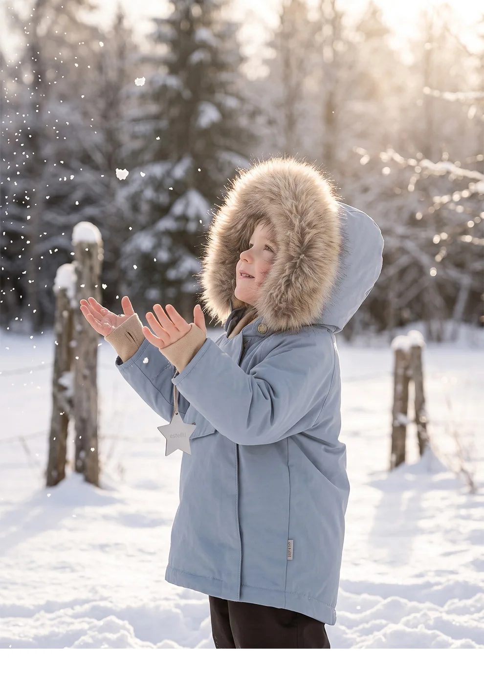 Kids Jacket 2026 Winter New Blue Fashion Elf Hat Boys Girls Down Jacket Cotton Thickened Warm Waterproof Windproof Girls Coat