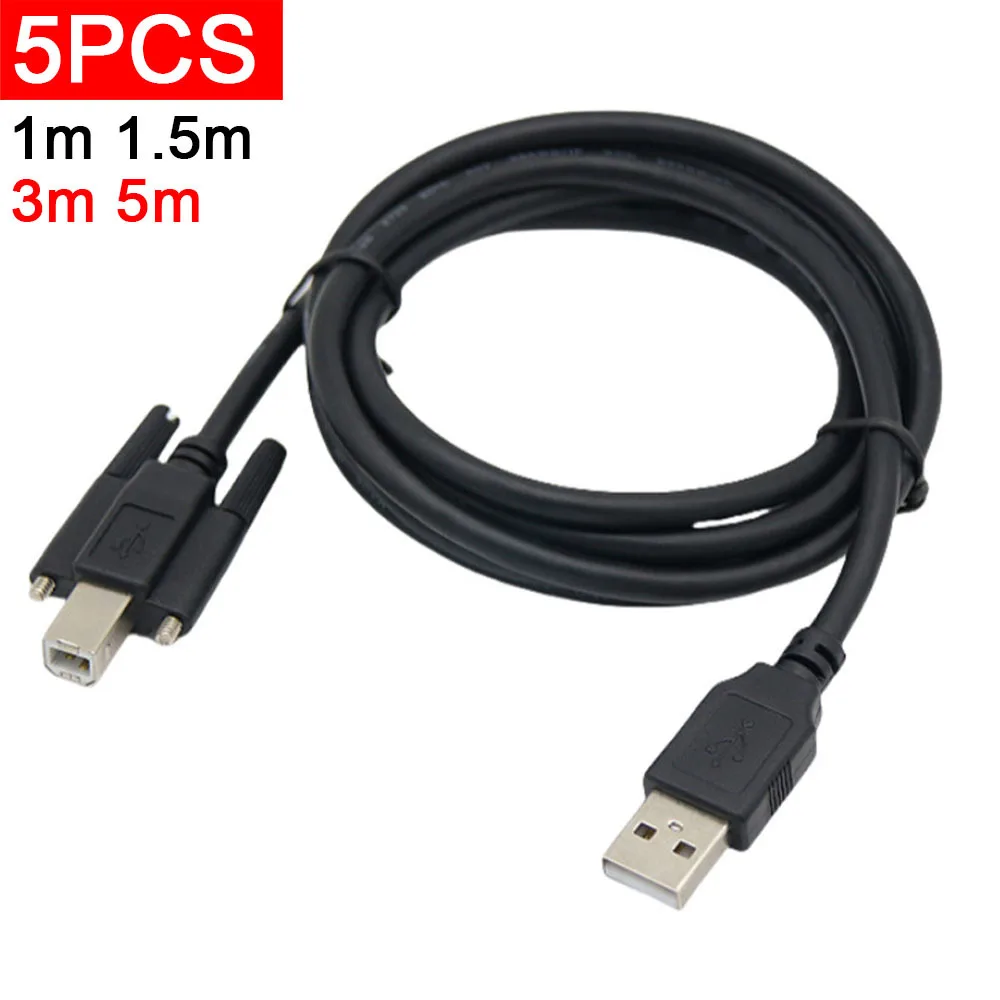 

5pcs Industrial Camera 2.0 Printer Data With Ear Lock Screw USB To Square Port Connection Cable Can Be Fixed