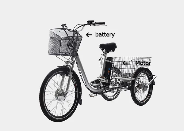 Adult Electric Tricycle Trike Cruise E-Bike Three-Wheeled Electric  Bicycle with Rear Basket for Shopping