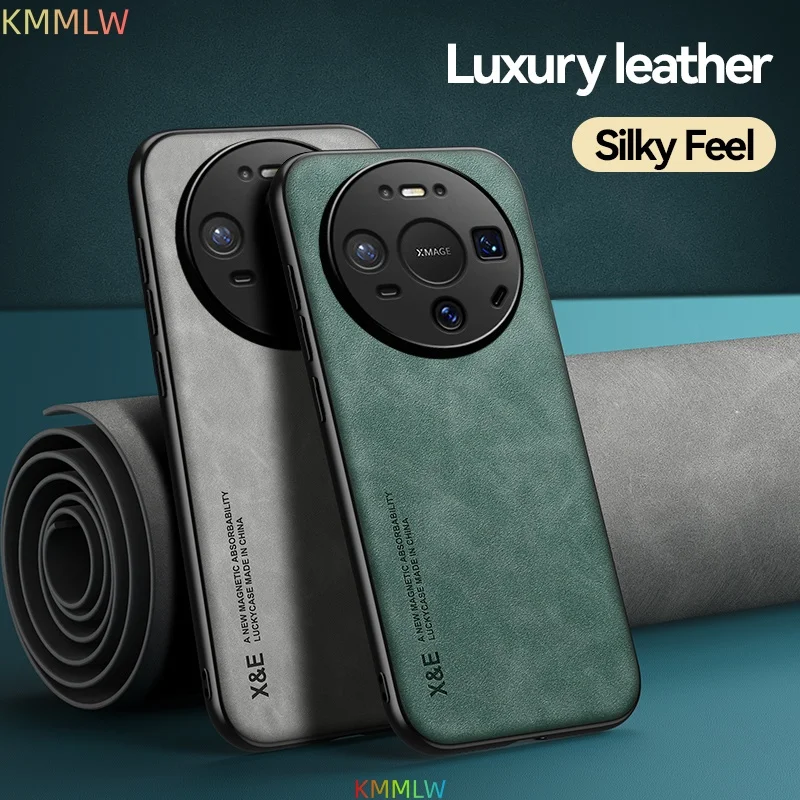 Luxury Leather Case For Huawei Mate 60 70 80 Pro Max Cover With Metal Plate Support Car Hold Huawei Mate 70 Air view 3