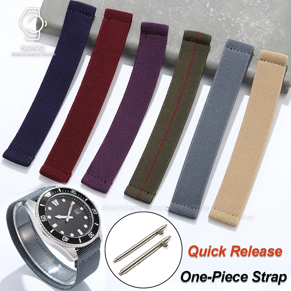 18mm 20mm 22mm Bracelets Elastic One-Piece Nylon Watch Strap Snug Comfort Fit Quick Release Design Unisex Sport Replacement Band