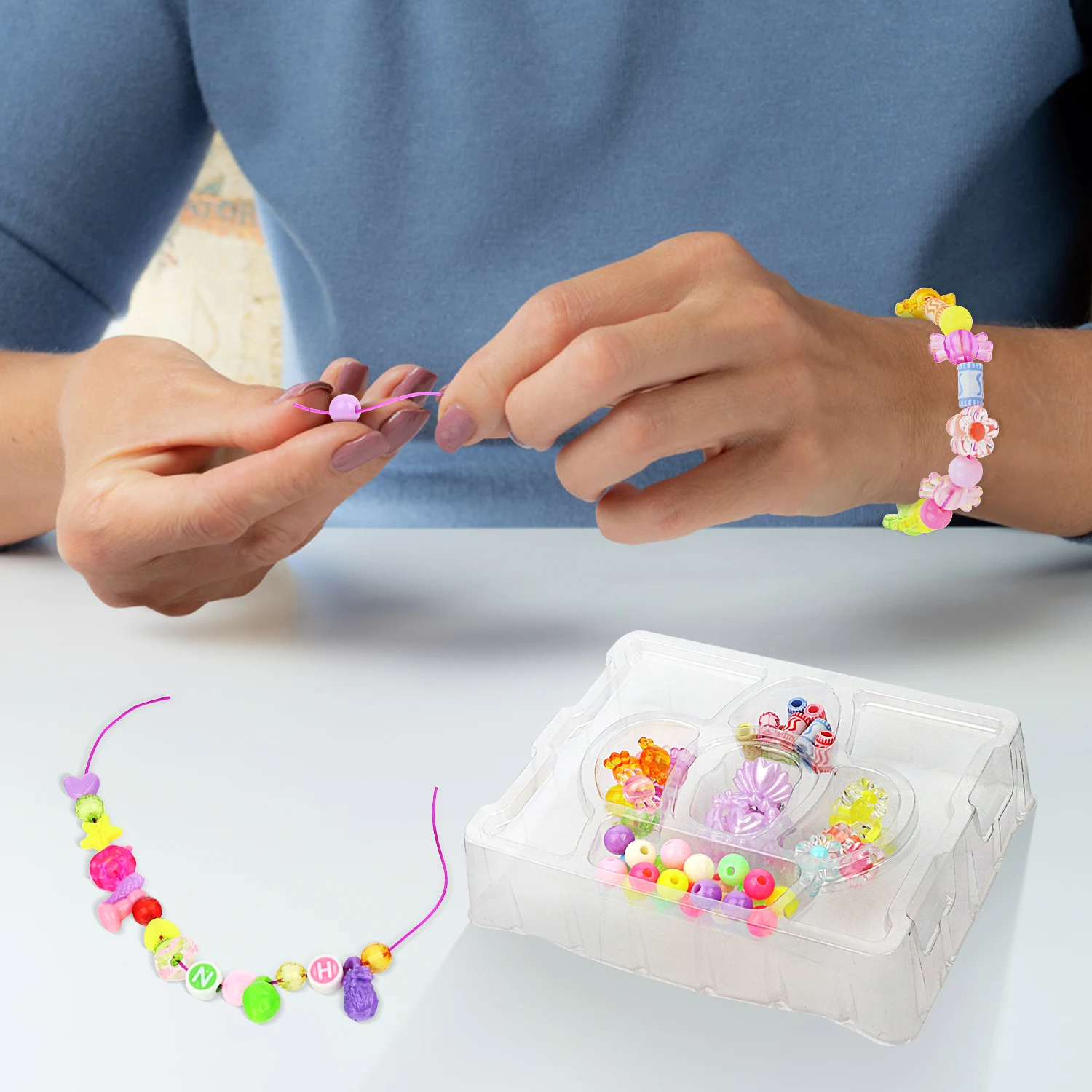 Handmade bead toys, DIY bracelets for girls, educational and creative jewelry materials, necklaces, bracelets, beads