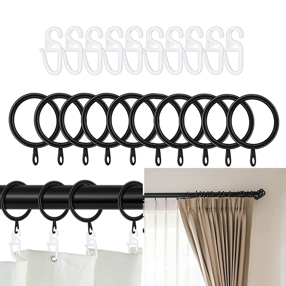 Metal Curtain Rings 10pcs Hanging Hooks Replacement For Curtains Rods Pole Voile Brand New High Quality Material