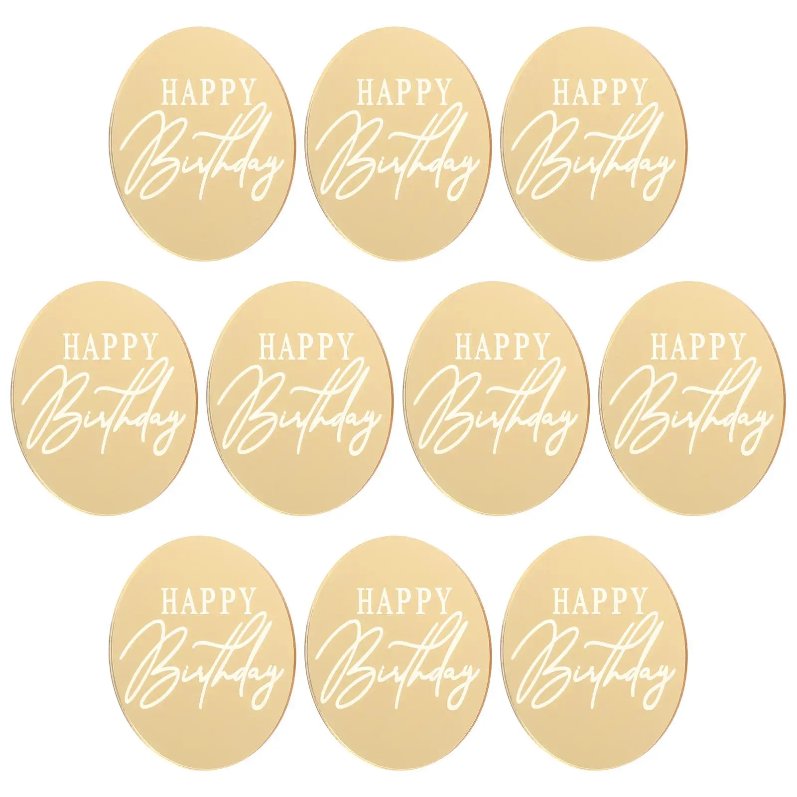 

10 Pcs Birthday Birthday Topper Cake Toppers Decoration Plastic Cupcake Party Supplies Round Design Cake Decorations