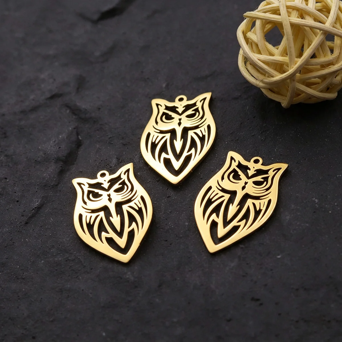 3pcs Tribal Owl Charm DIY Craft Vintage Bracelets Earrings Necklace Women Girl Jewelry Making Handmade Stainless Steel Pendant