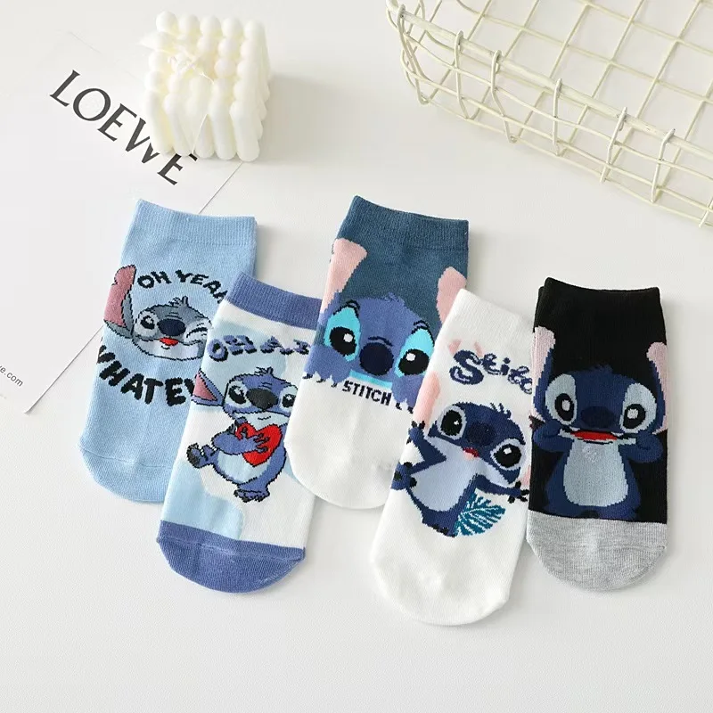 5Pair New  Breathable cartoon Sock Stitch Cute Socks Sanrio Women's Sock Combed Cotton Women's Boat Socks