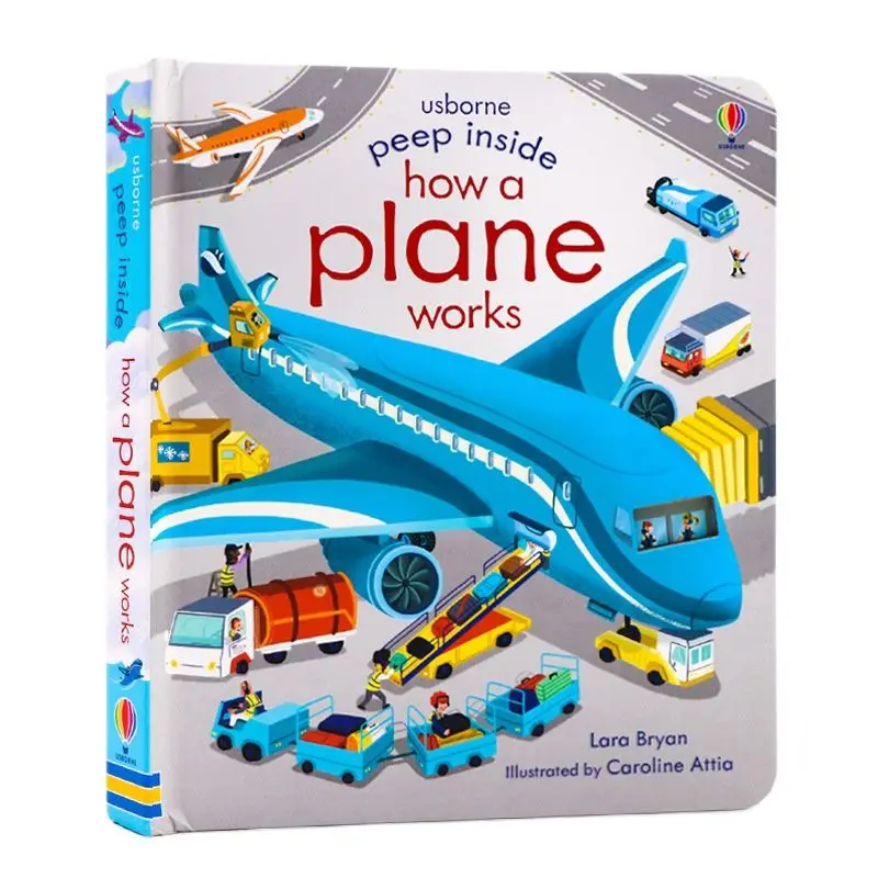 livro de imagens educacionais para criancas cartao de leitura peep inside como funciona um aviao ingles 3d flap bebe 01