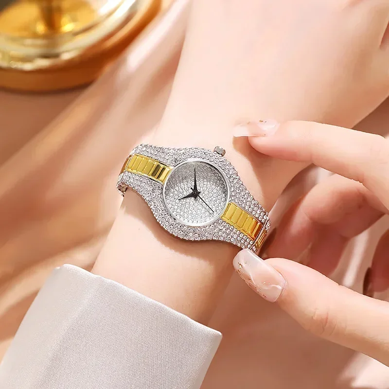 Bracelet à quartz avec biscuits pour femmes et filles, montre-bracelet, ceinture en acier allié, marque supérieure, luxe léger, nouvelle mode