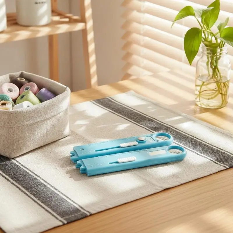 Compact Sewing Helper Anti-Piercing Needle Threader Magnetic Storage Ruler Magnifier Multi-functional Sewing Accessories