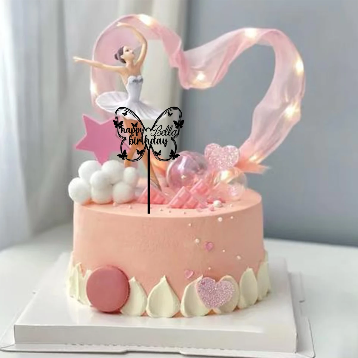 1PC Fashion Butterfly-shaped Happy Birthday wishes Custom Text Cake Stand Cake Ornaments Gift For Her Gift Idea Couple