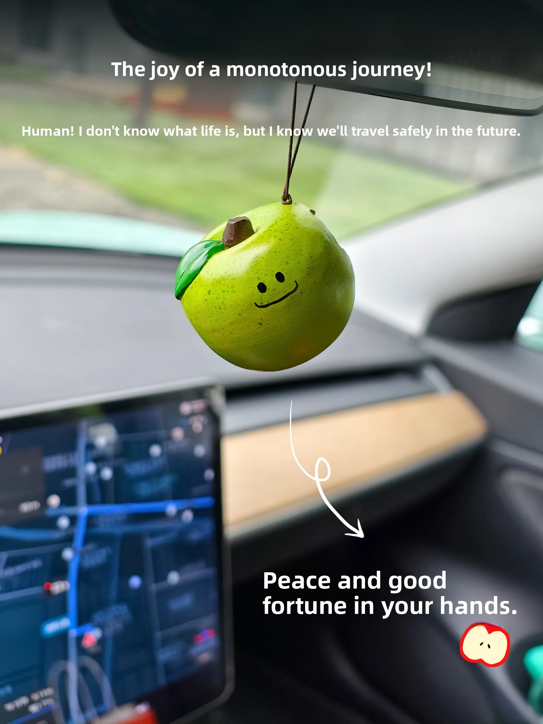  Shaped Car Hanging Ornament Diffuser Safe Journey Friend Birthday Gift Real Wood Material Cartoon Style Car Interior Decor