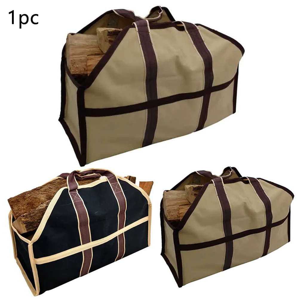 Outdoor Portable Firewood Storage Bag with Handle Heavy Duty Lumbering Logging Firewood Carrier Camping Carry Pouch Organizer