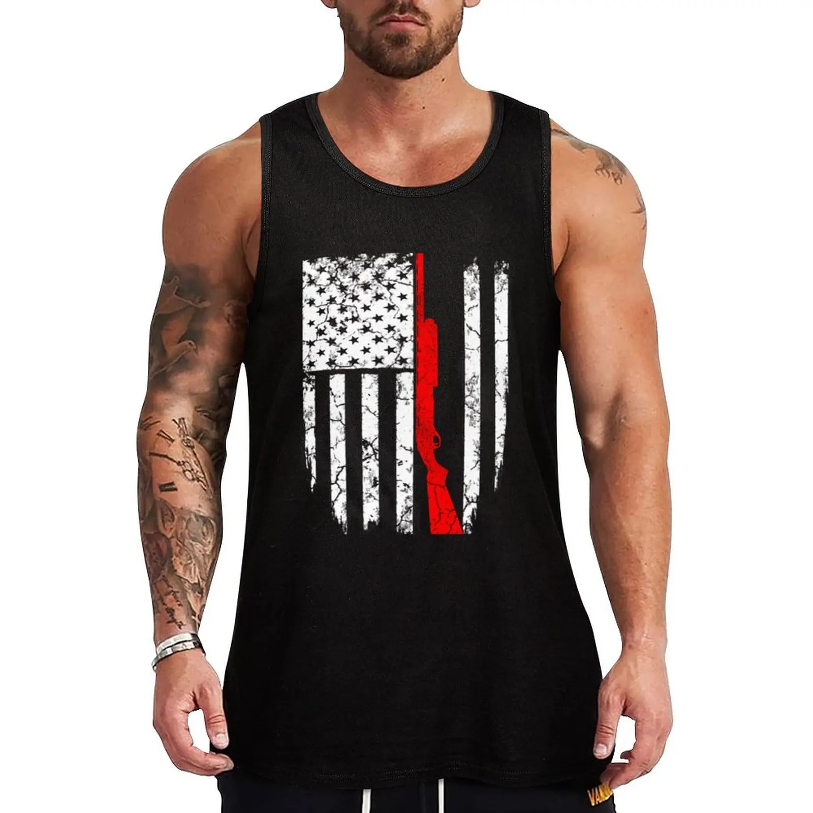 shotgun flag Tank Top mens designer clothes Men's clothes sleeveless Men's t-shirts