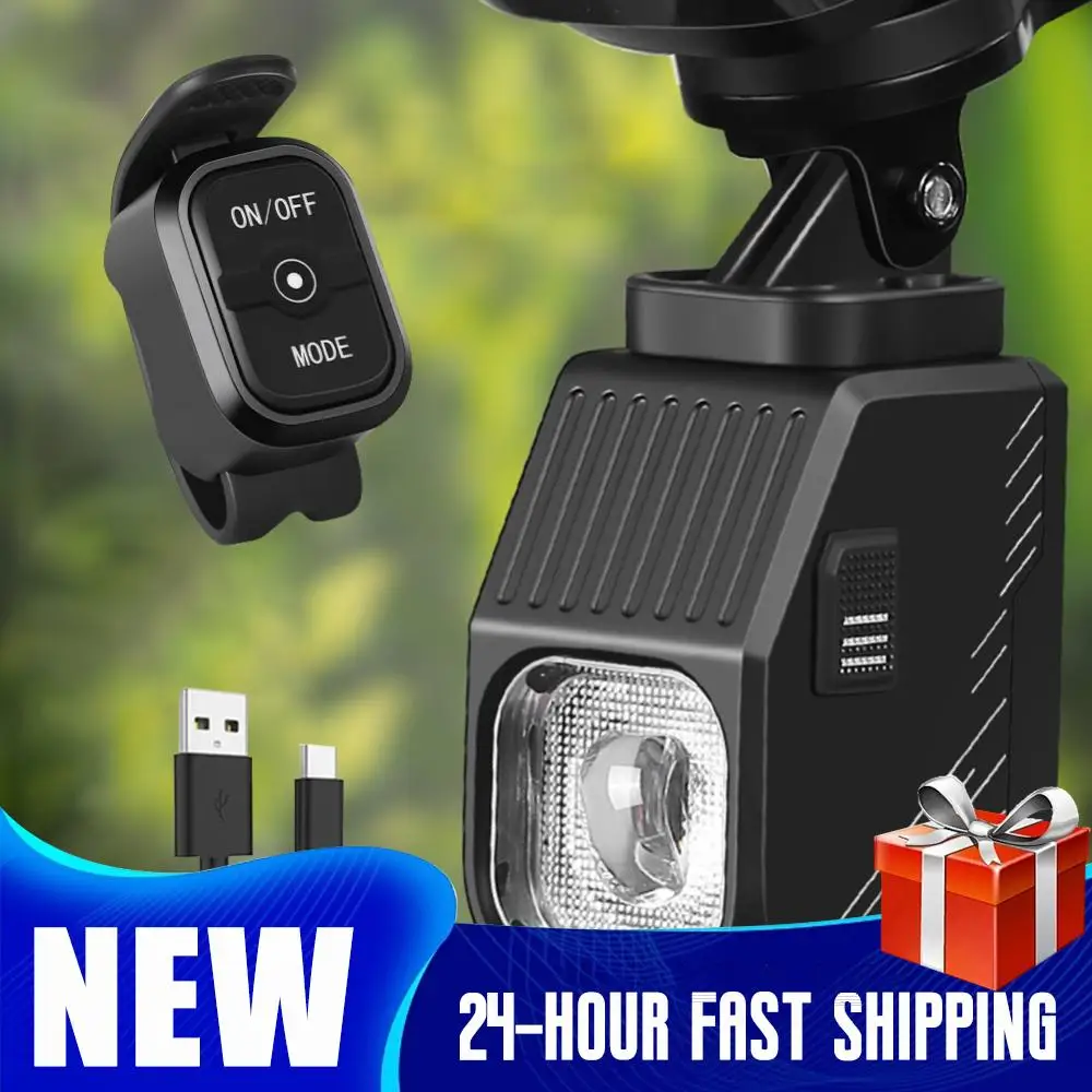 

Bike Headlight with Remote Control Hanging/Mountable Design Bike Front Light Type-C USB Rechargeable for Safe Night Cycling