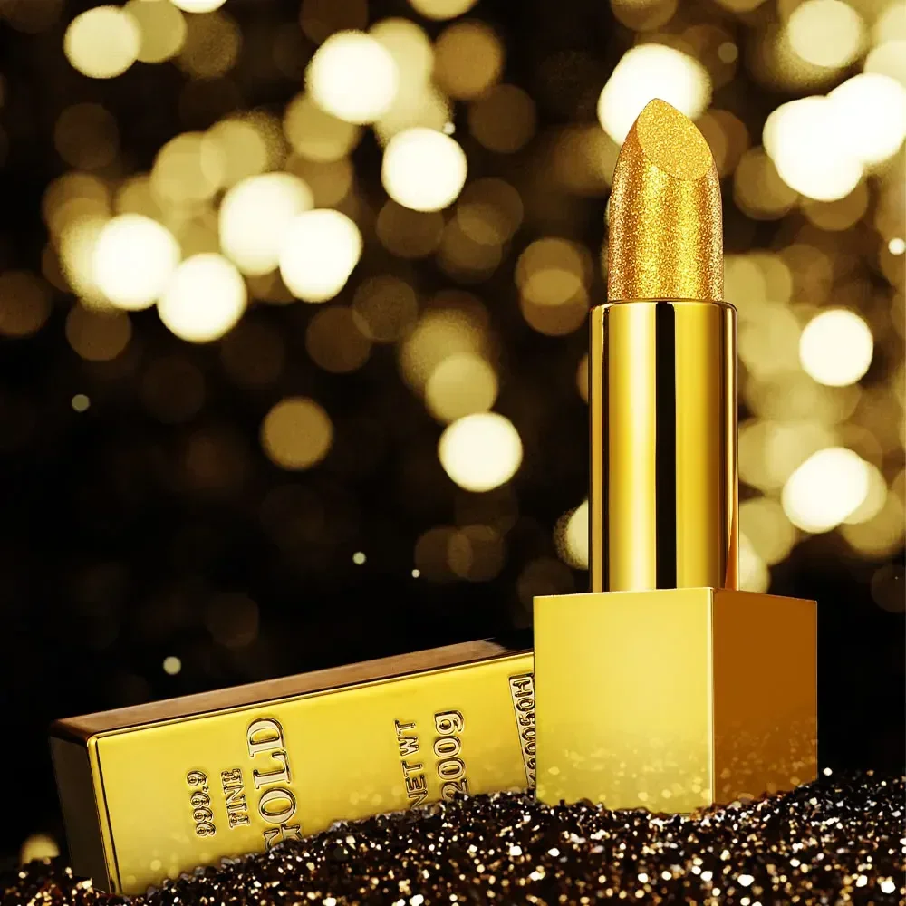 Brillo de labios dorado brillante para mujer, mate metálico, terciopelo, resistente al agua, larga duración, Sexy, rojo, rosa, brillo de labios,