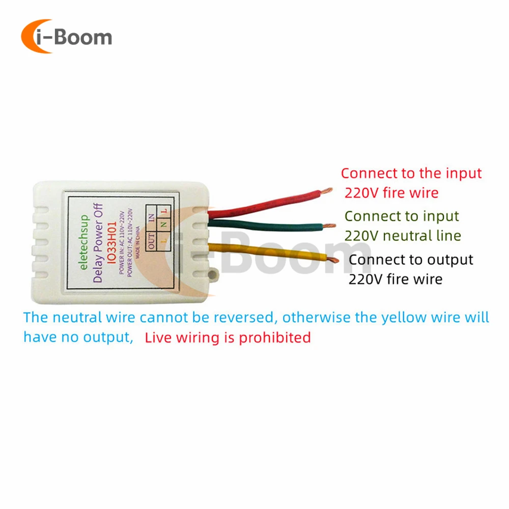 1-480Min Timer Adjustable Disconnect Delay Controller AC 110V 220V Power ON Delay Power OFF Relay Switch 220V 7A Max 10A Output