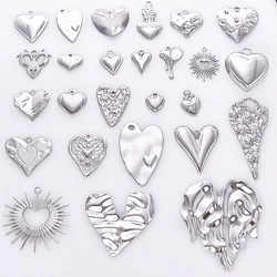 Elegant Love Breloques Stainless Steel Pendants For Jewelry Making Bulk Heart Charm Pendant 5pcs/Lot Materials To Make Bracelets