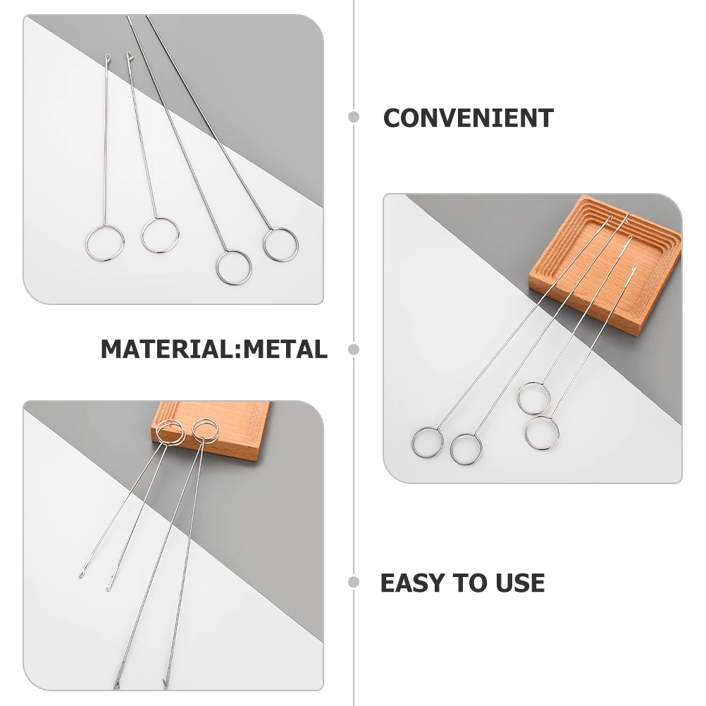

2 Pcs Threader Hooks Elastic B Turner Stainless Steel Sewing Tools Drawstring Threading Apparatus Long Short Size Ribbon