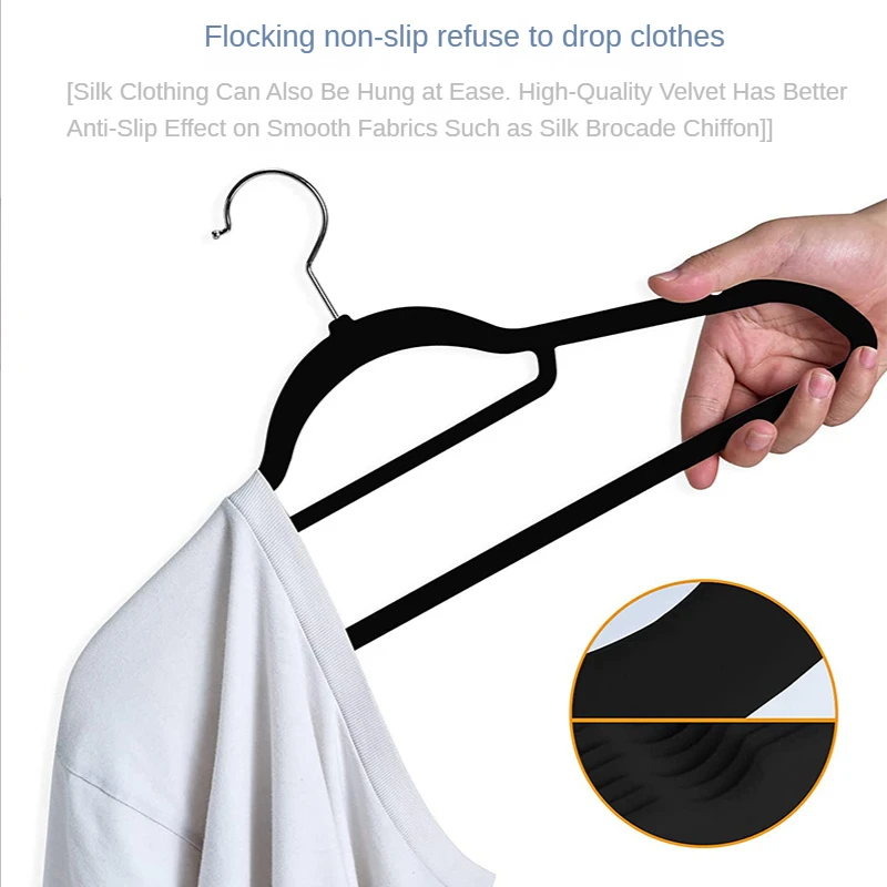 Velvet Non Slip Hangers for Coats,Heavy Duty Black Hangers for Coats,Pants,Dress Clothes,Space Saving Felt Hangers for Clothing