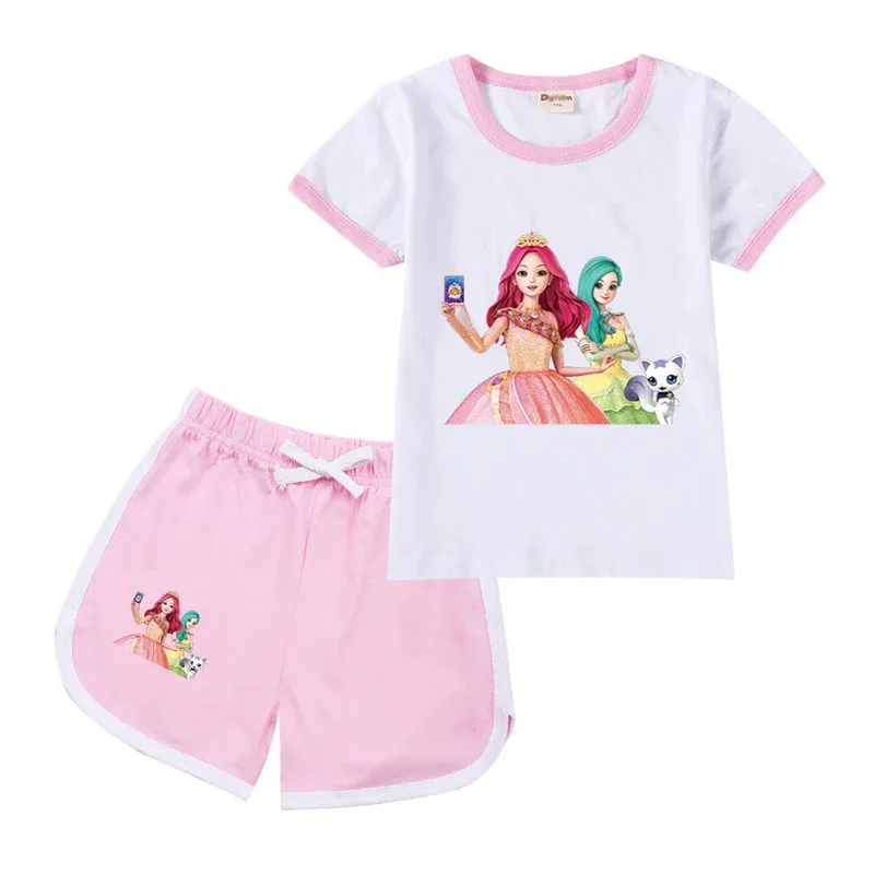 

Secret Jouju Anime Toddler Girls Clothes Summer Pajamas Cotton Short Sleeve T Shirt + Shorts Costume Girls Casual Sportswear Set