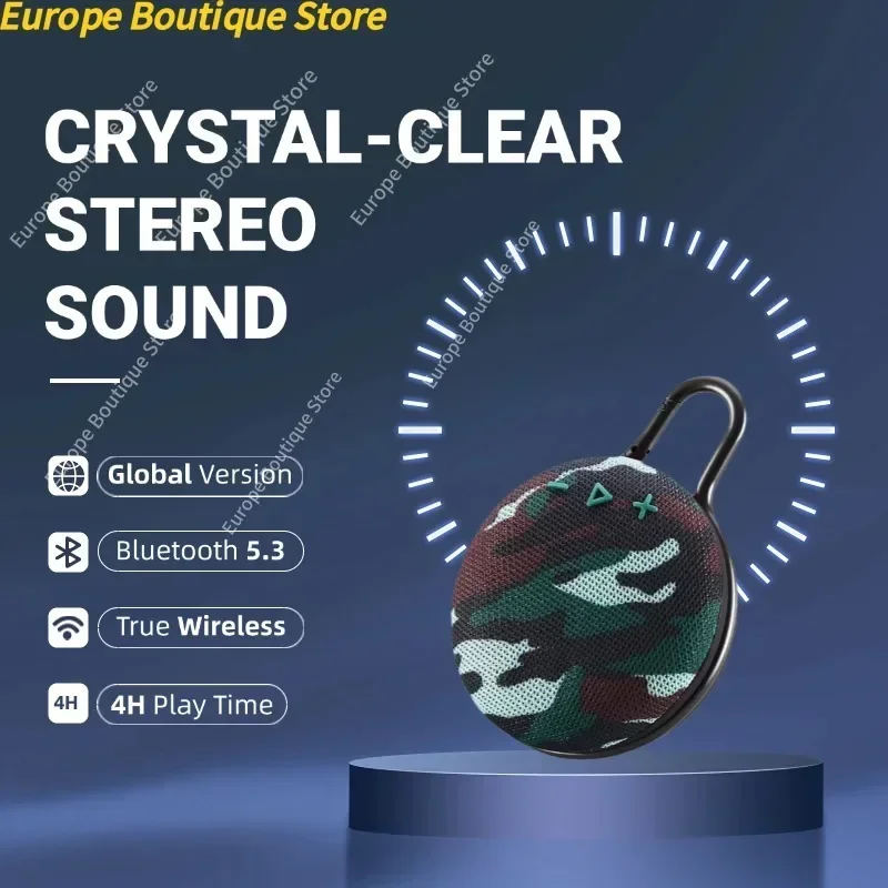 QUEED CLIP3 Altavoz Bluetooth portátil: altavoz inalámbrico para exteriores con sonido rico y gancho mosquetón para amantes de la música en viajes en casa