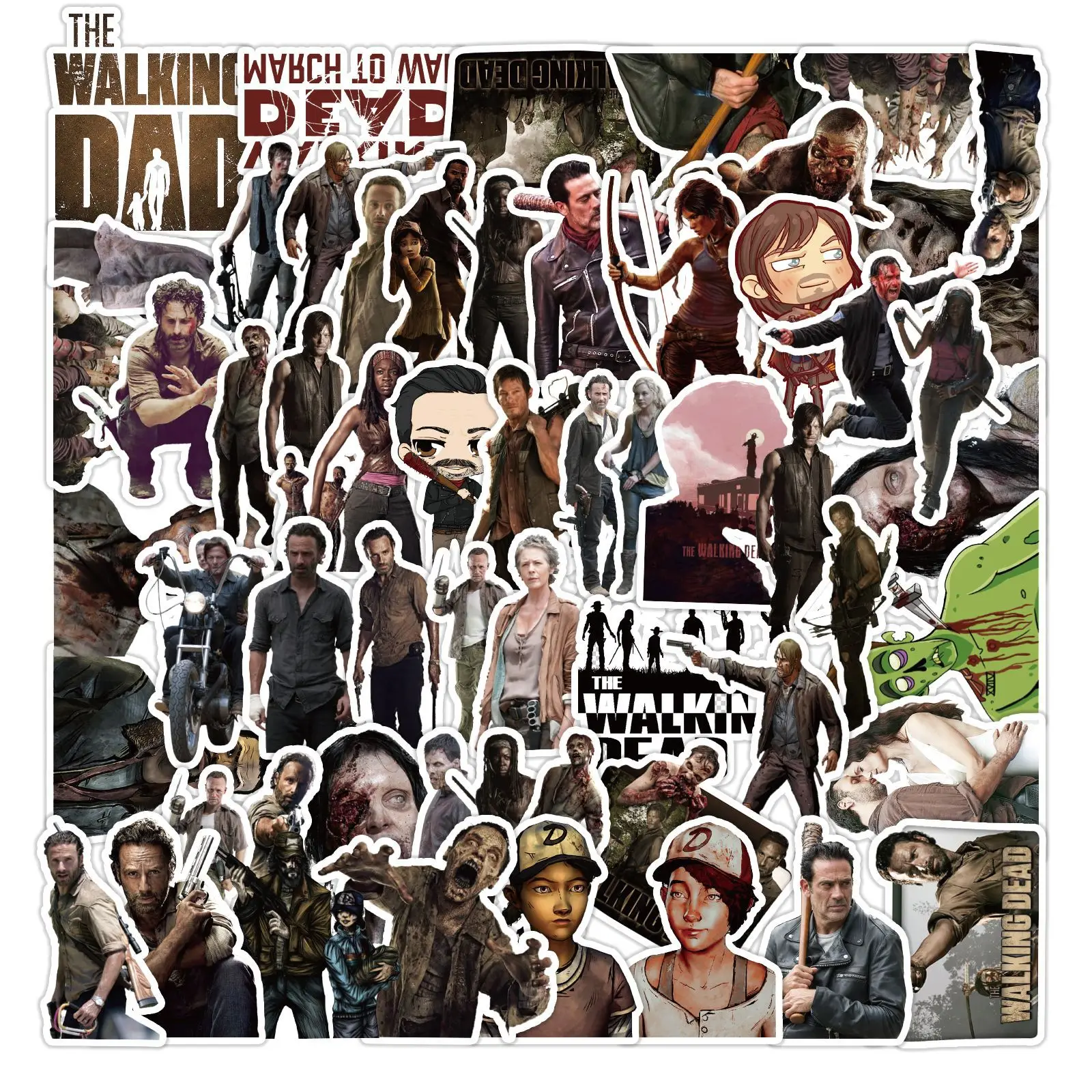 50pcs American TV Series The Walking Dead Children\'s Graffiti Luggage Helmet Computer Water Cup Waterproof Stickers