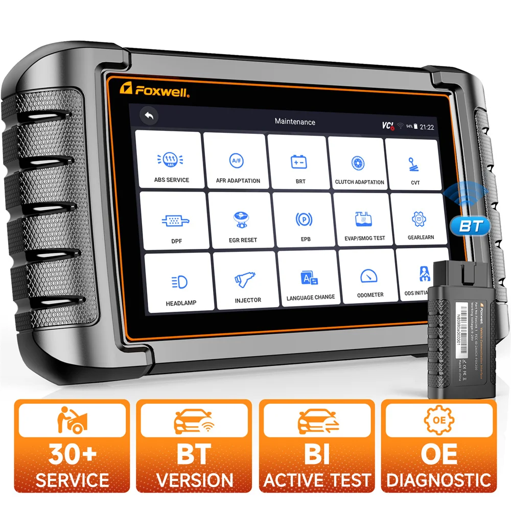 FOXWELL NT809BT OBD2 Scanner Bluetooth Car Diagnostic Tool All System Bi-Directional Test 30+ Reset Code Reader CAN-FD/DOIP