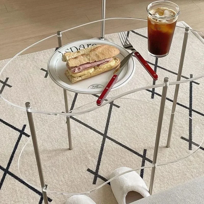 Modern Light Luxury Acrylic Multi-layer Net Red Tea Table Transparent Irregular Coffee Tea Table Living Room Furniture Leisure